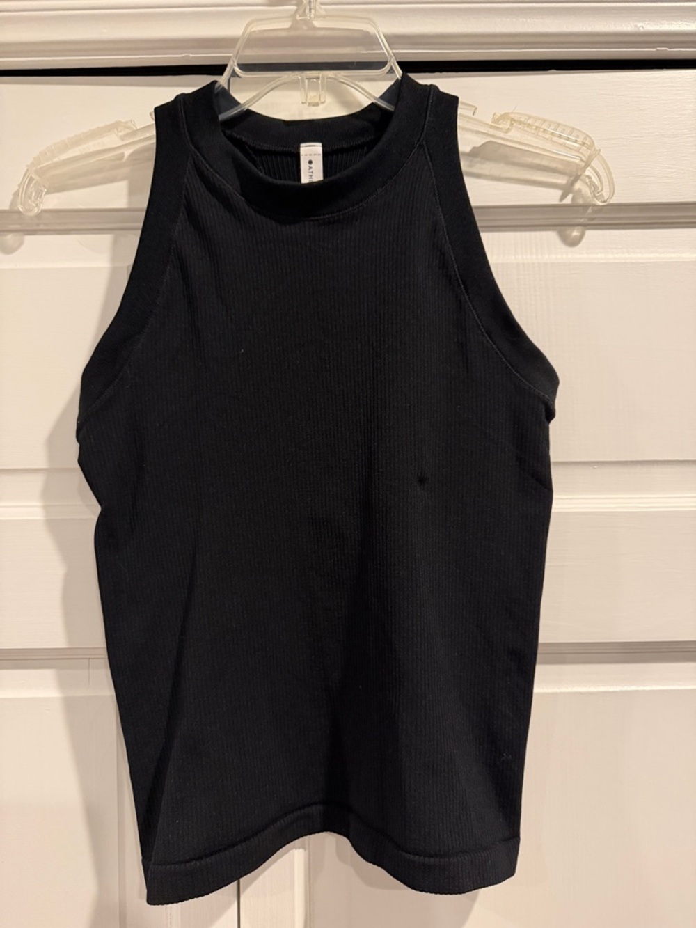 Athleta Black Ribbed High-Neck Tank